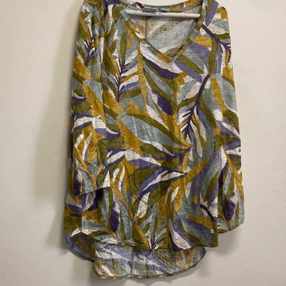 Rachel Zoe Leaf Print Midi Skirt - Green, Purple, and Gold
